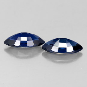 天然蓝宝石，马眼形，9.1×4.5毫米，VS