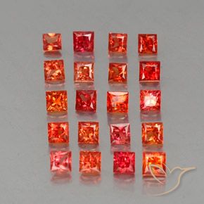 3.03天然橙色蓝宝石，方形，2.7×2.7毫米，VVS-VS