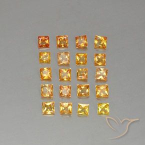 2.50天然橙色蓝宝石，方形，2.6×2.6毫米，VVS-VS