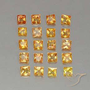 2.50天然橙色蓝宝石，方形，2.6×2.6毫米，VVS-VS