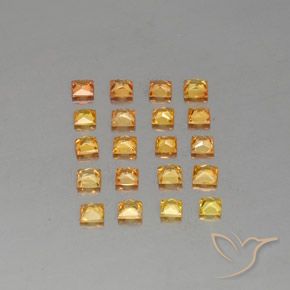 2.50天然橙色蓝宝石，方形，2.6×2.6毫米，VVS-VS