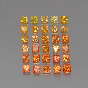 4.19天然橙色蓝宝石，方形，2.8×2.8毫米，VVS-VS