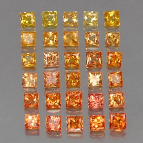 4.19天然橙色蓝宝石，方形，2.8×2.8毫米，VVS-VS