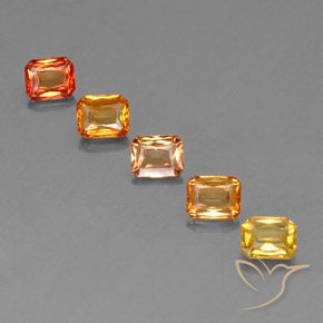 2.88天然橙色蓝宝石，祖母绿式切割，5×4毫米，VS
