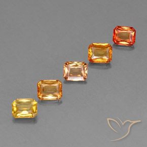 2.88天然橙色蓝宝石，祖母绿式切割，5×4毫米，VS