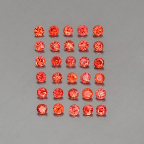 天然橙色蓝宝石，圆形切割，2.29毫米，VVS-VS