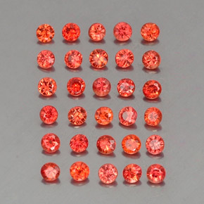 天然橙色蓝宝石，圆形切割，2.29毫米，VVS-VS