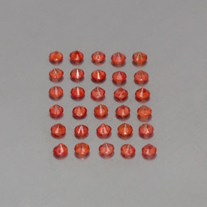 天然橙色蓝宝石，圆形切割，2.29毫米，VVS-VS