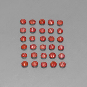 天然橙色蓝宝石，圆形切割，2.54毫米，VVS-VS