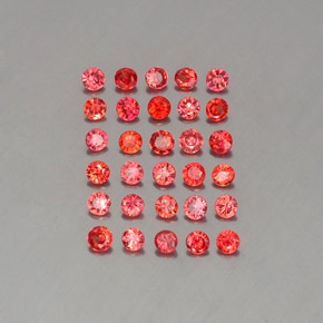 天然橙色蓝宝石，圆形切割，2.32毫米，VVS-VS