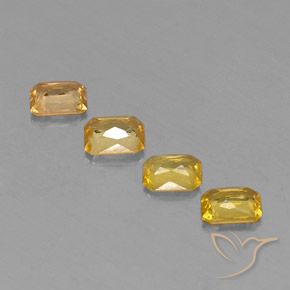 1.93天然黄色蓝宝石，祖母绿式切割，5×4毫米，VS