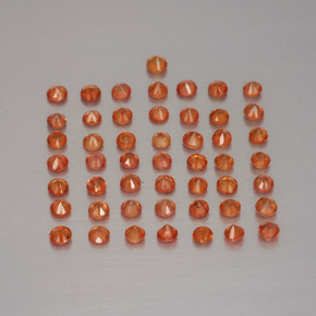 天然橙色蓝宝石，圆形切割，1.93毫米，VVS-VS