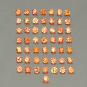 天然橙色蓝宝石，圆形切割，1.82毫米，VVS-VS