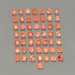 天然橙色蓝宝石，圆形切割，1.84毫米，VVS-VS