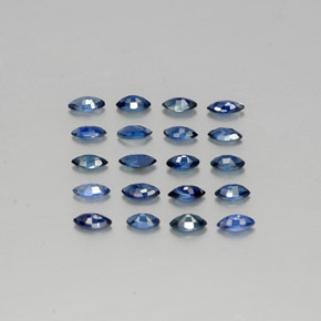 天然蓝宝石，马眼形，3.8×2.1毫米，VS