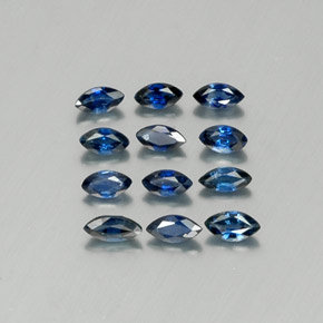 天然蓝宝石，马眼形，3.8×2.1毫米，VS
