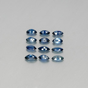 天然蓝宝石，马眼形，3.8×2.1毫米，VS