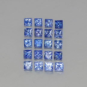 天然蓝宝石，方形，2.9×2.9毫米，VVS-VS