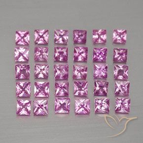 2.69天然粉色蓝宝石，方形，2.4×2.4毫米，VVS-VS