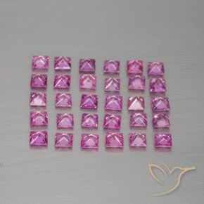 2.69天然粉色蓝宝石，方形，2.4×2.4毫米，VVS-VS