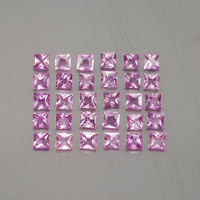 天然粉色蓝宝石，方形，2.6×2.6毫米，VVS-VS
