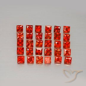 2.51天然橙色蓝宝石，方形，2.3×2.3毫米，VVS-VS