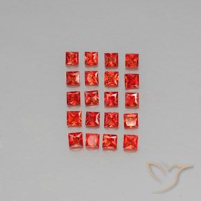 2.58天然橙色蓝宝石，方形，2.7×2.7毫米，VVS-VS