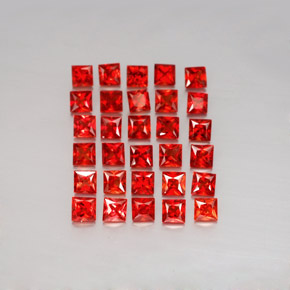 天然橙色蓝宝石，方形，2.7×2.7毫米，VVS-VS