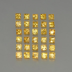 天然黄金色蓝宝石，方形，2.7×2.7毫米，VVS-VS