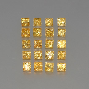 天然黄色蓝宝石，方形，2.7×2.6毫米，VVS-VS