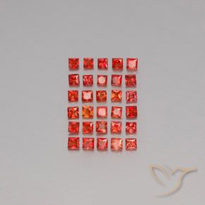 2.84天然橙色蓝宝石，方形，2.4×2.3毫米，VVS-VS