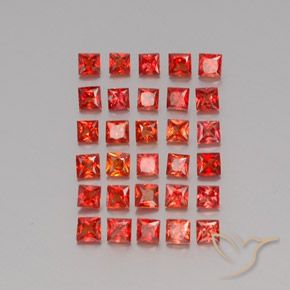 2.84天然橙色蓝宝石，方形，2.4×2.3毫米，VVS-VS