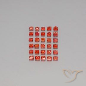 2.84天然橙色蓝宝石，方形，2.4×2.3毫米，VVS-VS