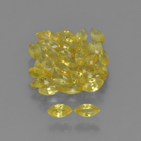 3.34天然黄色蓝宝石，马眼形，4.1×2.1毫米，VVS-VS