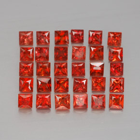 天然橙色蓝宝石，方形，2.3×2.3毫米，VVS-VS