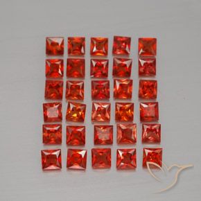 3.67天然橙色蓝宝石，方形，2.7×2.7毫米，VVS-VS