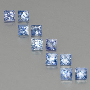 天然蓝宝石，方形，3.5×3.4毫米，VS