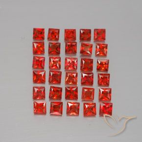 2.66天然橙色蓝宝石，方形，2.3×2.3毫米，VVS-VS