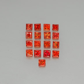 天然橙色蓝宝石，方形，3.2×3.2毫米，VVS-VS