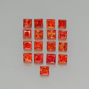 天然橙色蓝宝石，方形，3.2×3.2毫米，VVS-VS