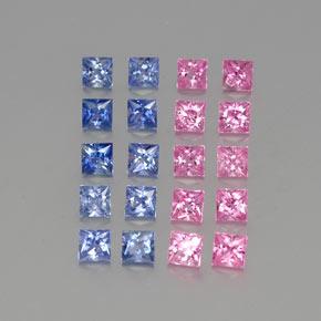 4.74天然多色蓝宝石，方形，3.3×3.3毫米，VVS-VS