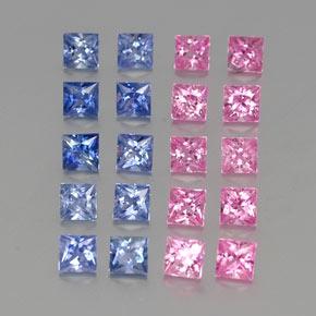 4.74天然多色蓝宝石，方形，3.3×3.3毫米，VVS-VS