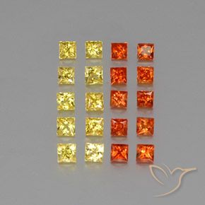 2.22天然多色蓝宝石，方形，2.5×2.5毫米，VVS-VS