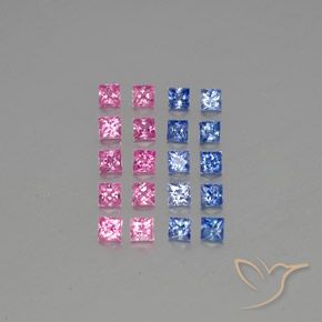 3.75天然多色蓝宝石，方形，3.1×3毫米，VVS-VS