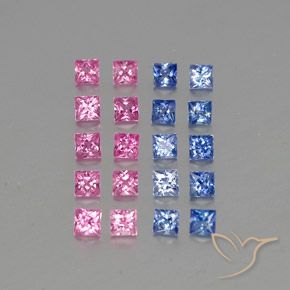 3.75天然多色蓝宝石，方形，3.1×3毫米，VVS-VS