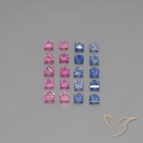 3.75天然多色蓝宝石，方形，3.1×3毫米，VVS-VS