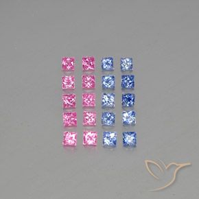4.89天然多色蓝宝石，方形，3.2×3.2毫米，VVS-VS