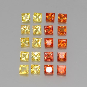 1.73天然多色蓝宝石，方形，2.3×2.3毫米，VVS-VS