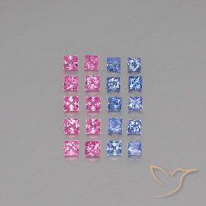 2.34天然多色蓝宝石，方形，2.6×2.6毫米，VVS-VS