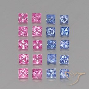 2.34天然多色蓝宝石，方形，2.6×2.6毫米，VVS-VS